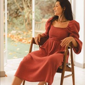 Maternity Friendly Smock Dress in Dry Rose Color